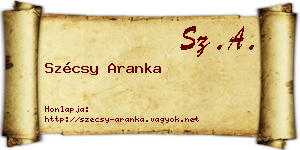 Szécsy Aranka névjegykártya