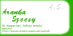 aranka szecsy business card