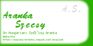 aranka szecsy business card